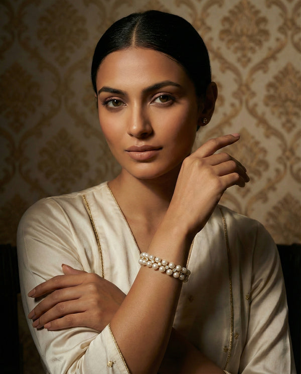 Double-Row Pearl & CZ Bracelet