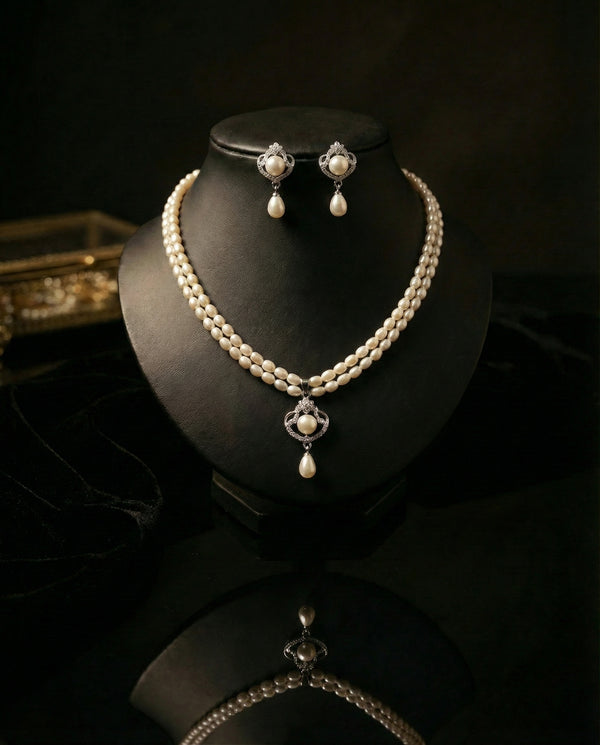 Romantic Double-Strand Pearl Jewellery Set