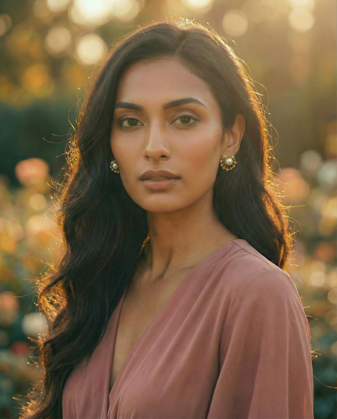 Vintage-Inspired Sunburst Pearl Stud Earrings