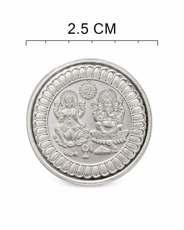 999 Purity Lakshmi Ganesha Embossed 5 GM Silver Coin