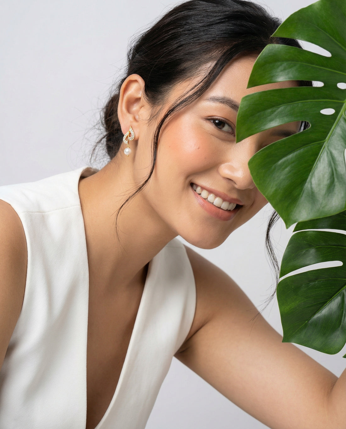 Gilded CZ & Pearl Drop Earrings