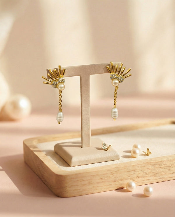 Solaris Tassel Drop Earrings with Baroque