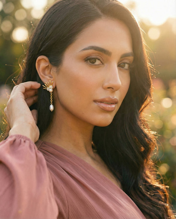 Solaris Tassel Drop Earrings with Baroque