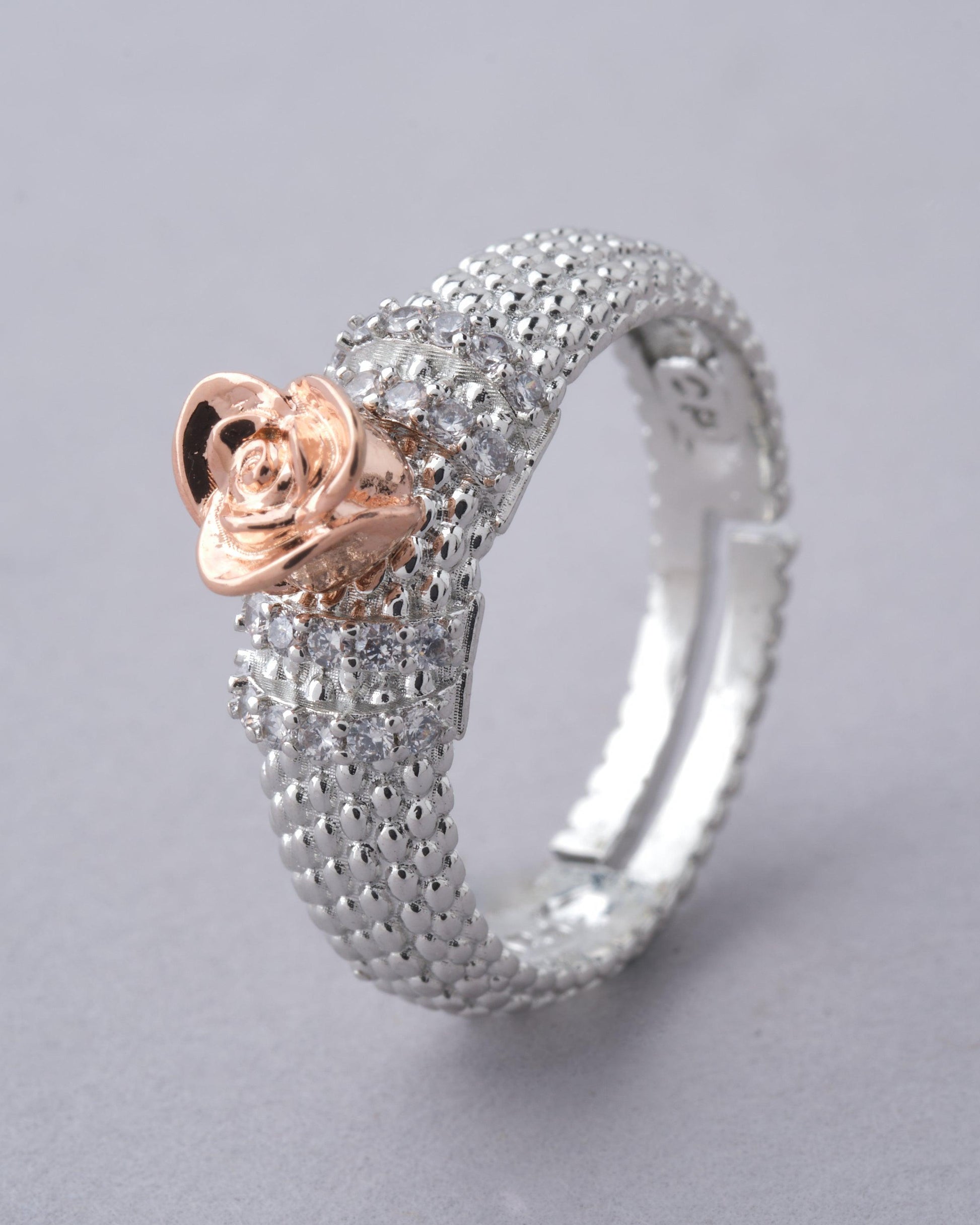 925 Sterling Silver Beautiful Rose Ring R01580 - Chandrani Pearls