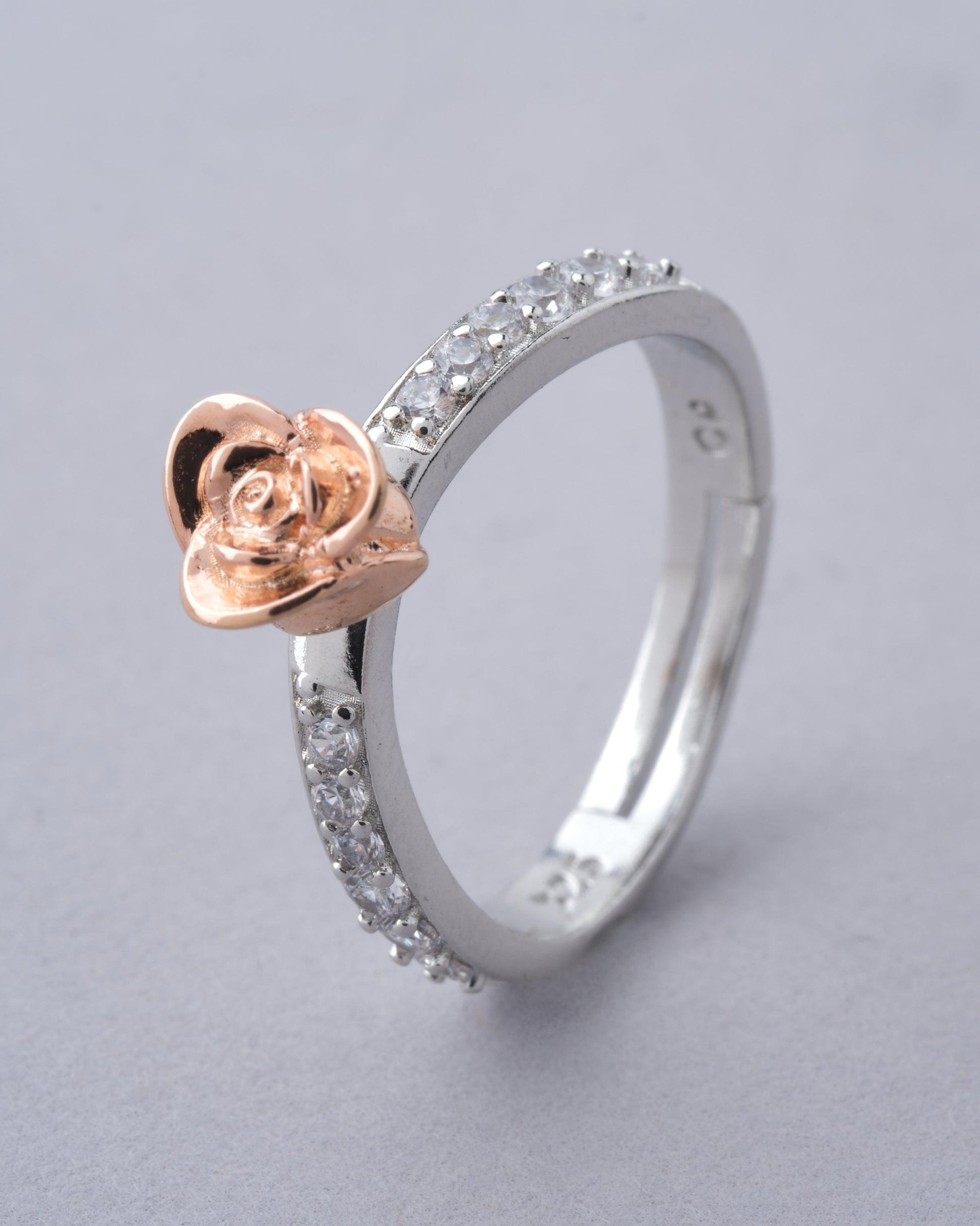 925 Sterling Silver Beautiful Rose Ring R01582 - Chandrani Pearls
