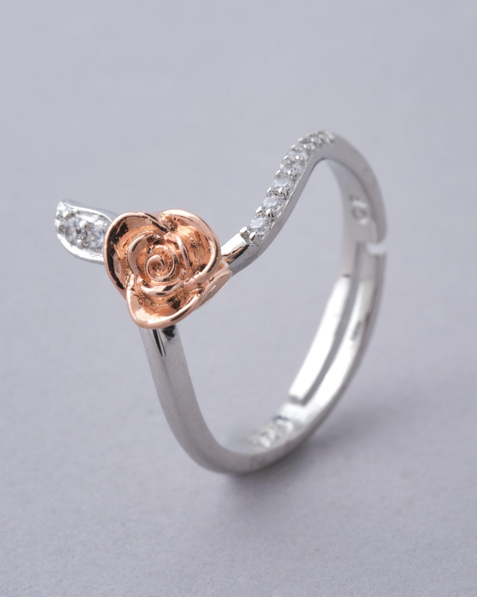 925 Sterling Silver Beautiful Rose Ring R01584 - Chandrani Pearls