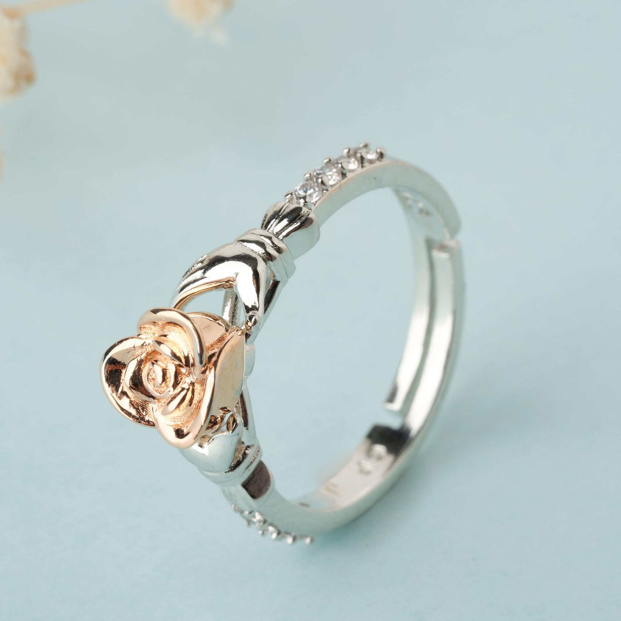 925 Sterling Silver Beautiful Rose Ring R01585 - Chandrani Pearls