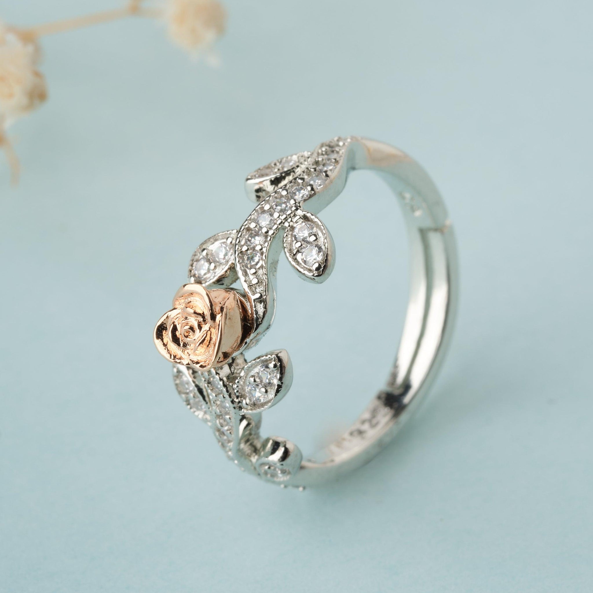 925 Sterling Silver Beautiful Rose Ring R01586 - Chandrani Pearls