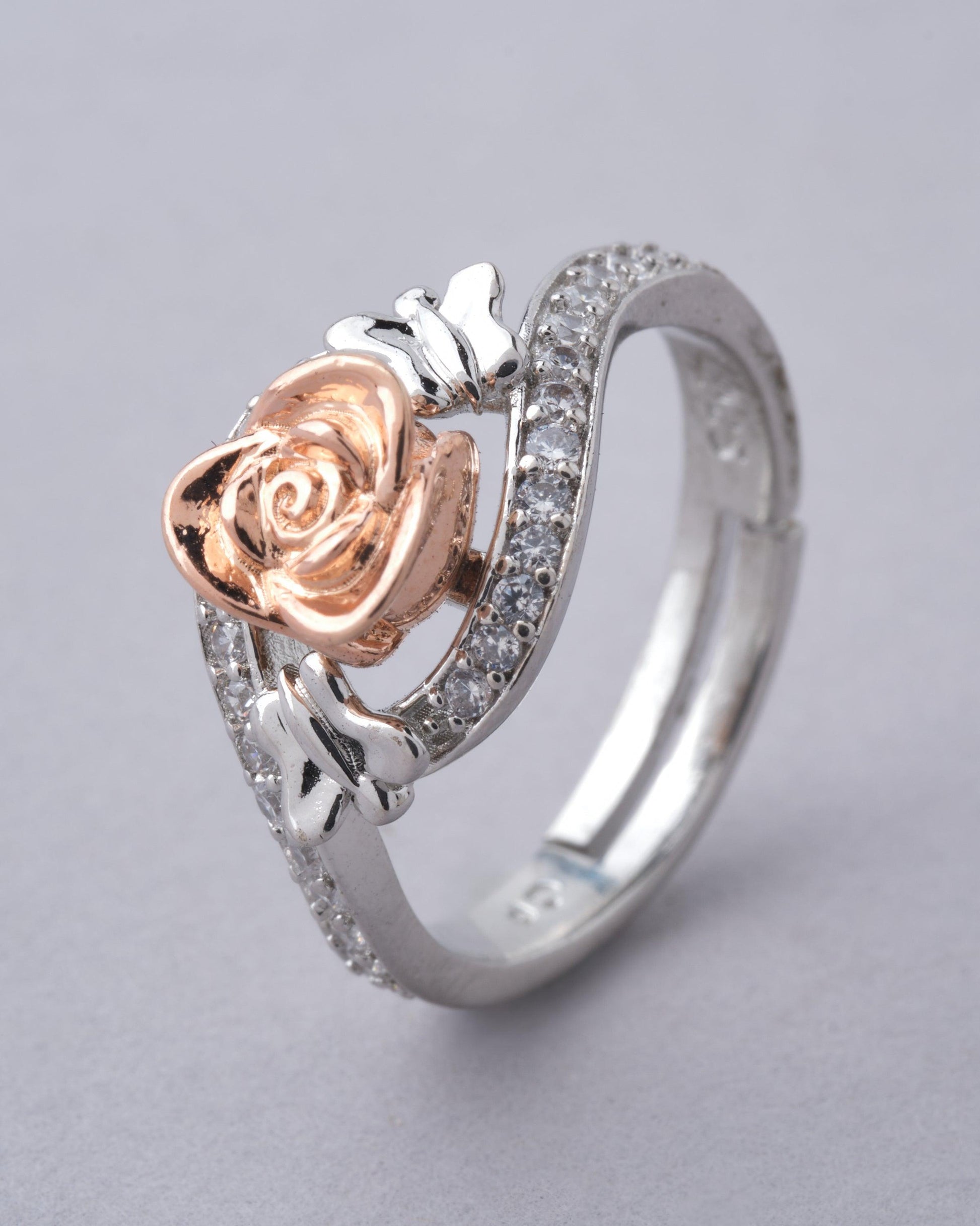 925 Sterling Silver Beautiful Rose Ring R01589 - Chandrani Pearls