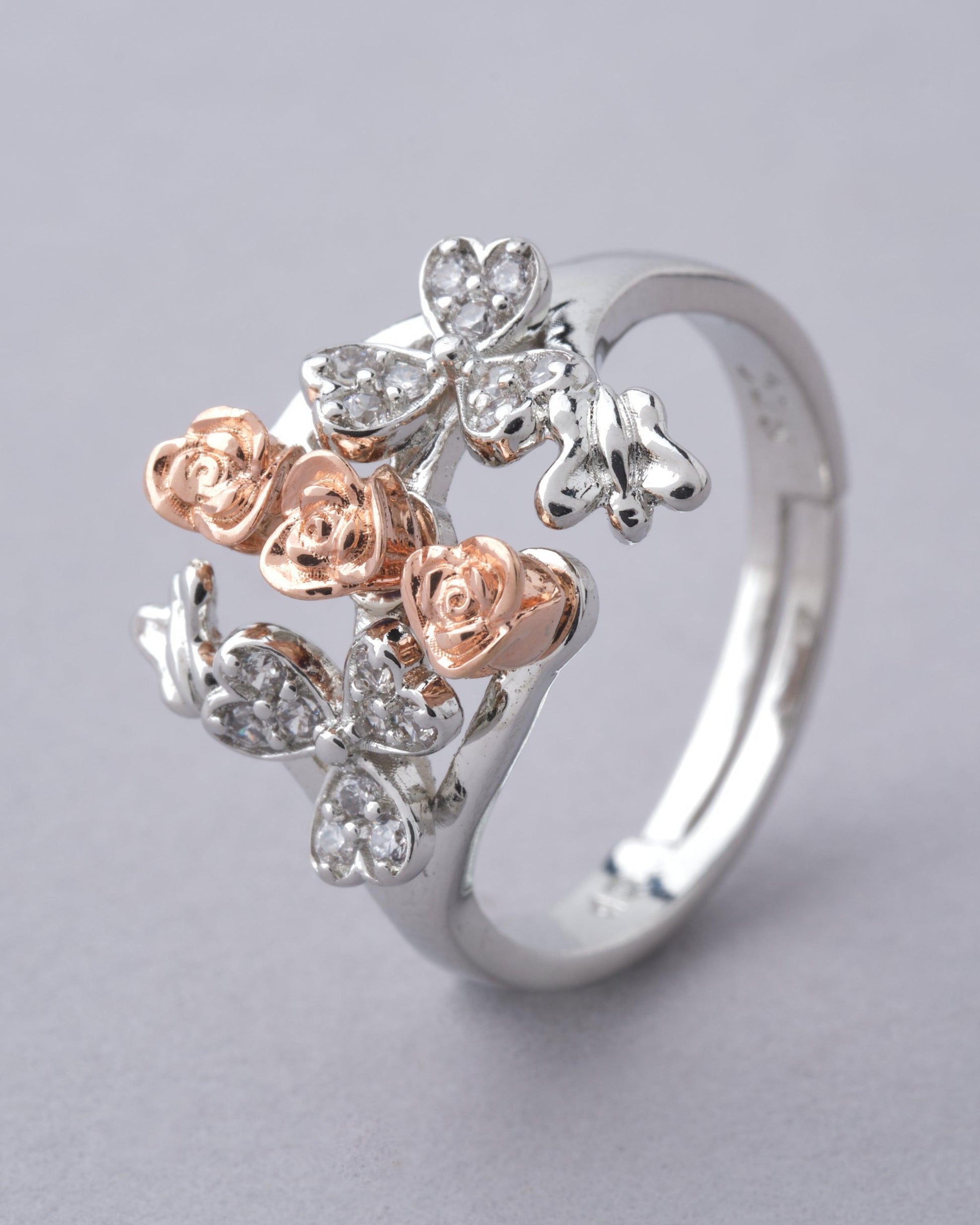 925 Sterling Silver Beautiful Rose Ring R01590 - Chandrani Pearls