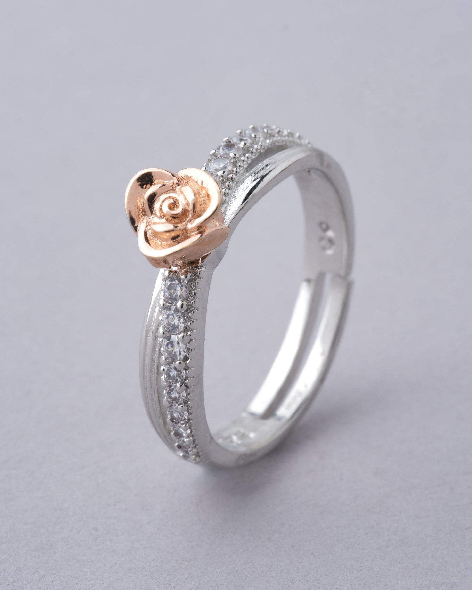 925 Sterling Silver Beautiful Rose Ring R01598 - Chandrani Pearls