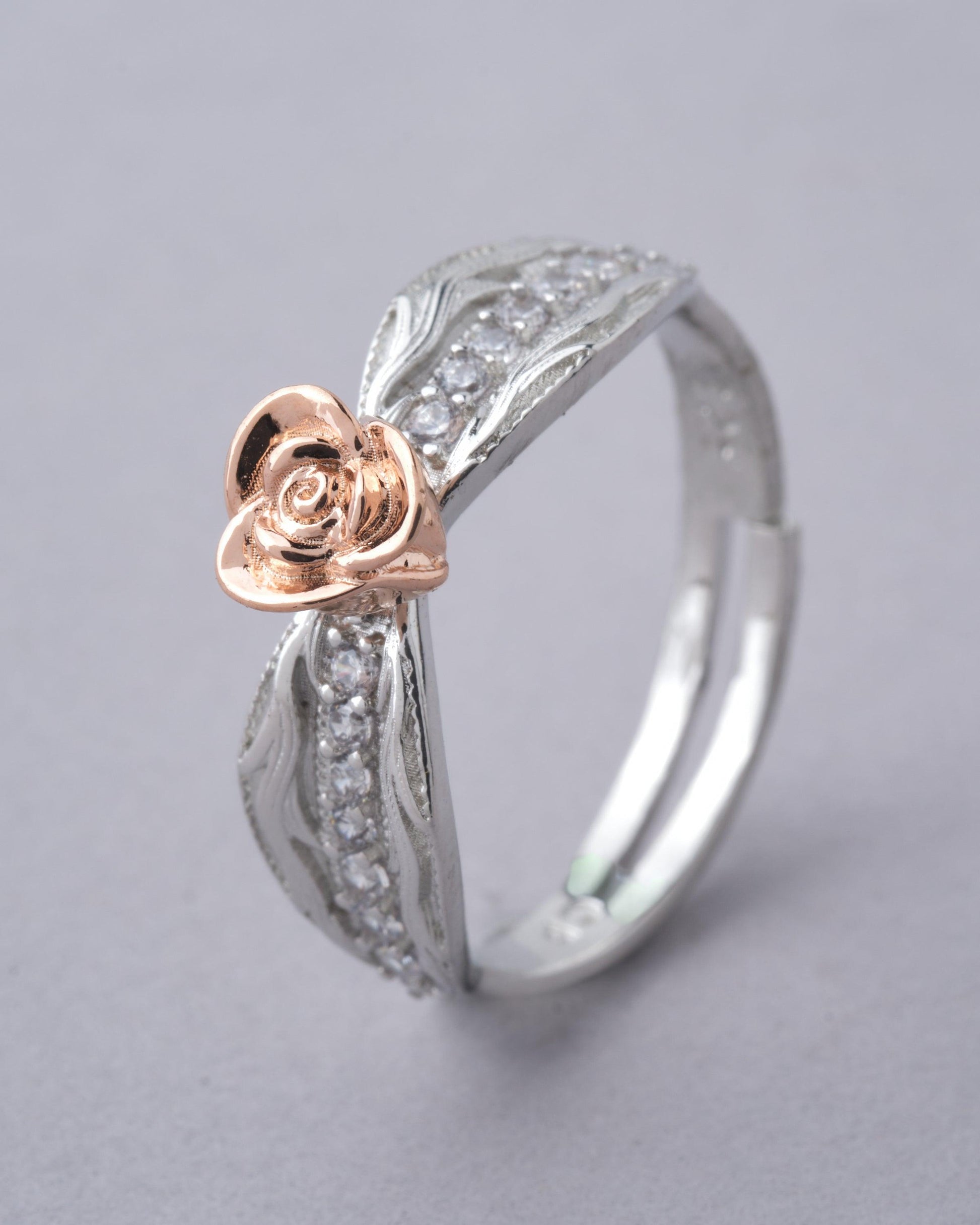 925 Sterling Silver Beautiful Rose Ring R01601 - Chandrani Pearls