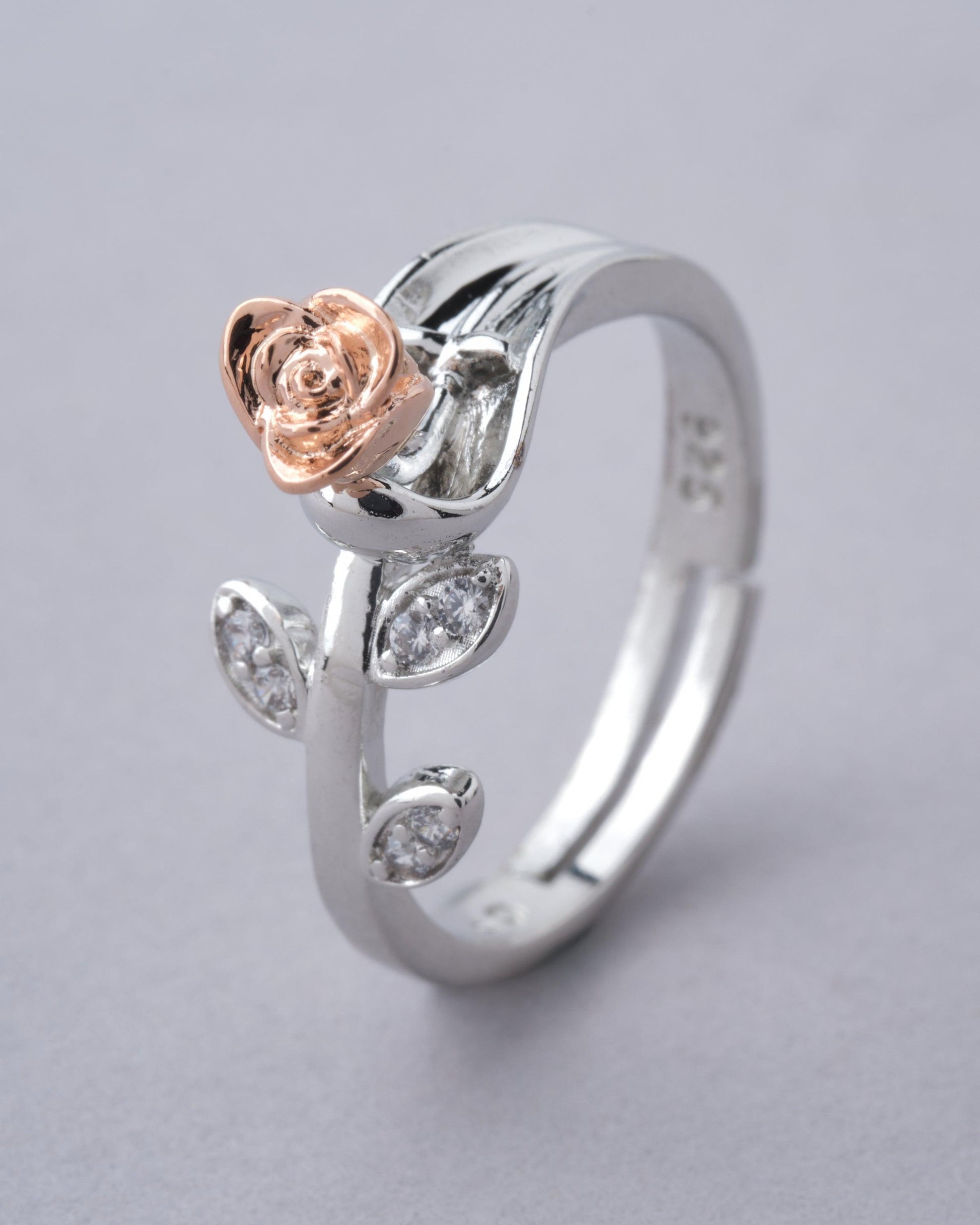 925 Sterling Silver Beautiful Rose Ring R01602 - Chandrani Pearls
