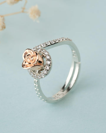 925 Sterling Silver Beautiful Rose Ring R01604 - Chandrani Pearls