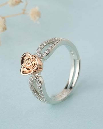 925 Sterling Silver Beautiful Rose Ring R01579 - Chandrani Pearls