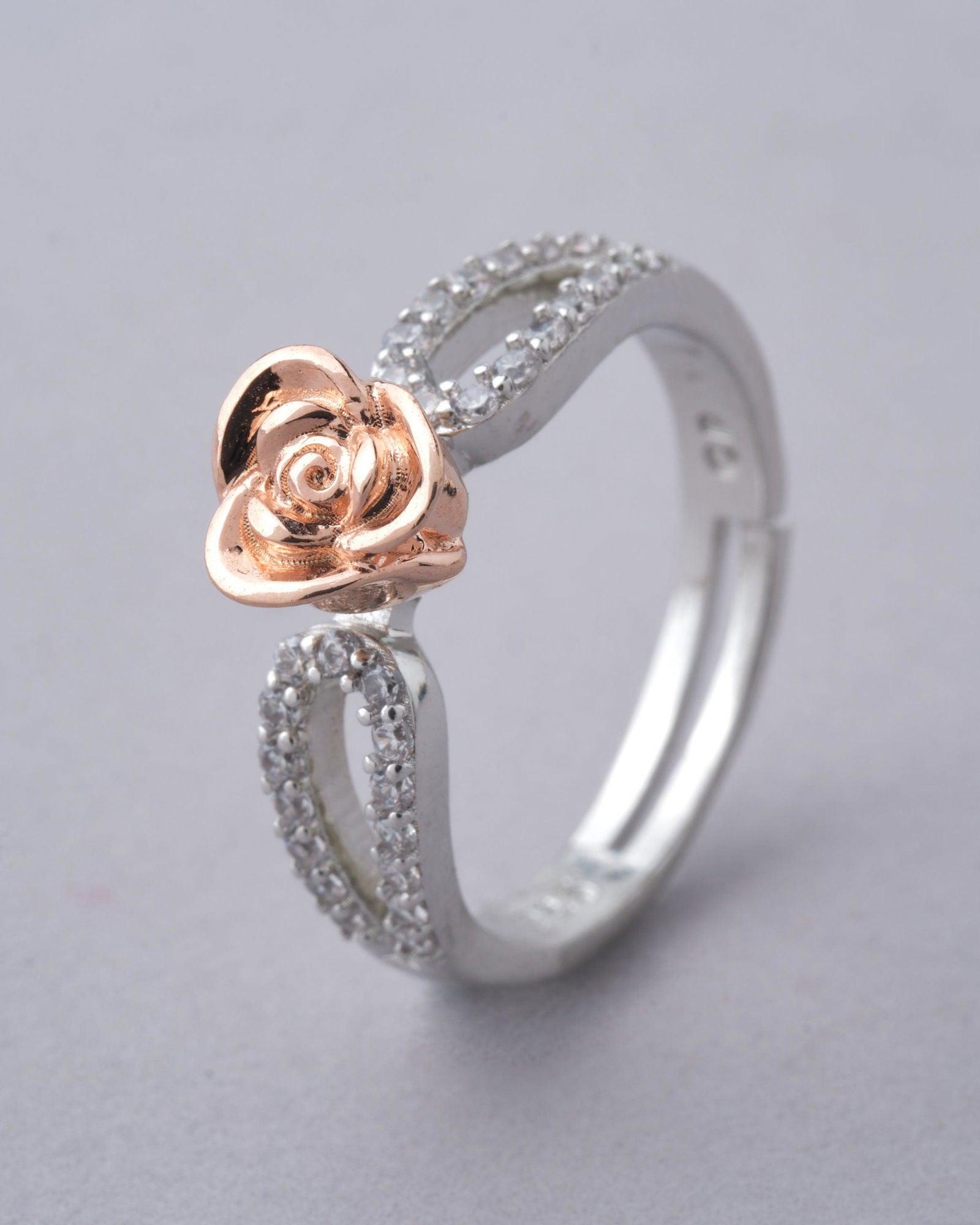 925 Sterling Silver Beautiful Rose Ring R01579 - Chandrani Pearls