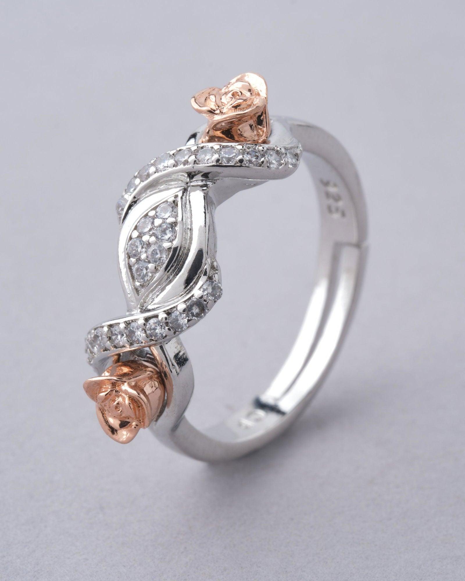 925 Sterling Silver Beautiful Rose Ring R01581 - Chandrani Pearls