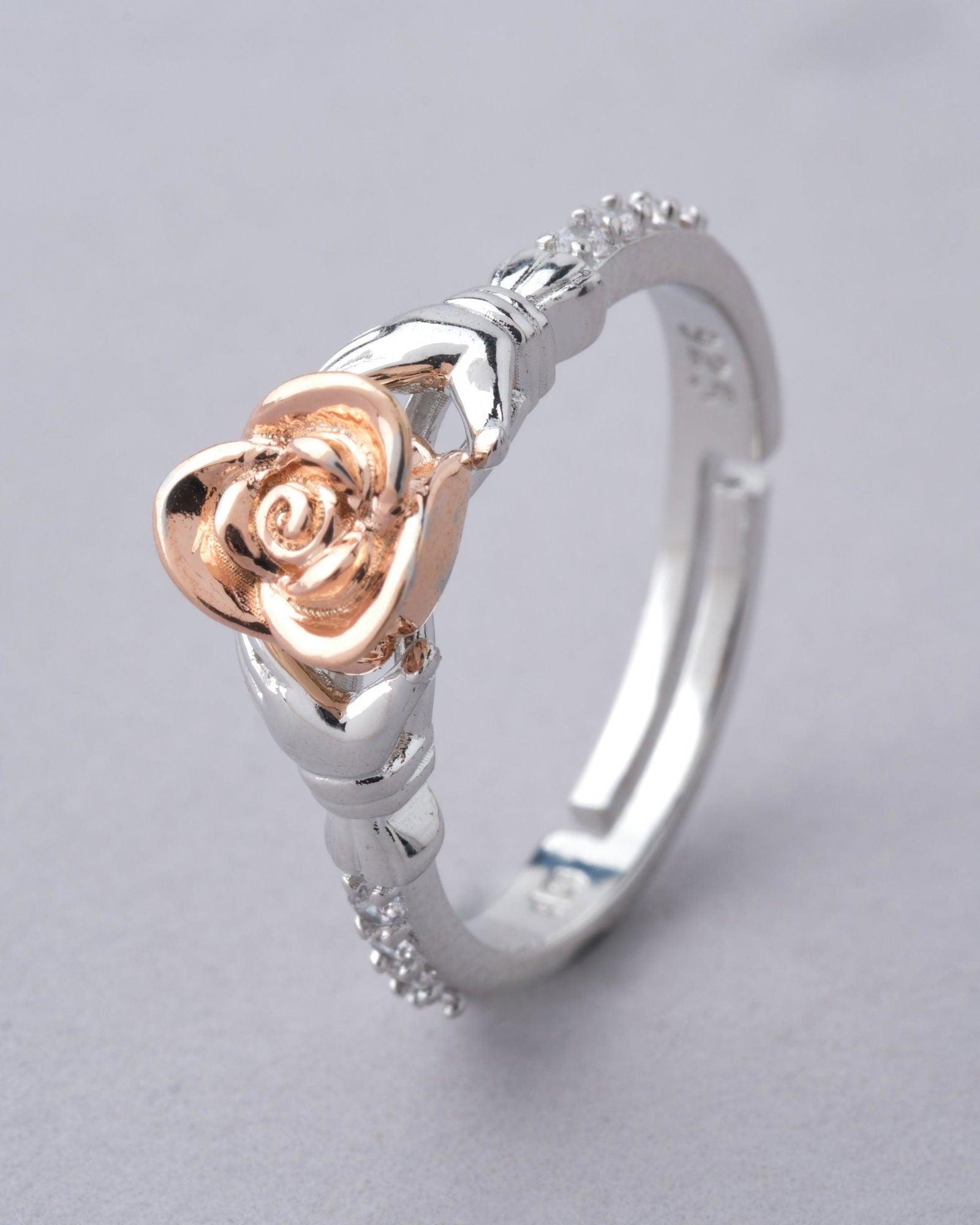 925 Sterling Silver Beautiful Rose Ring R01585 - Chandrani Pearls