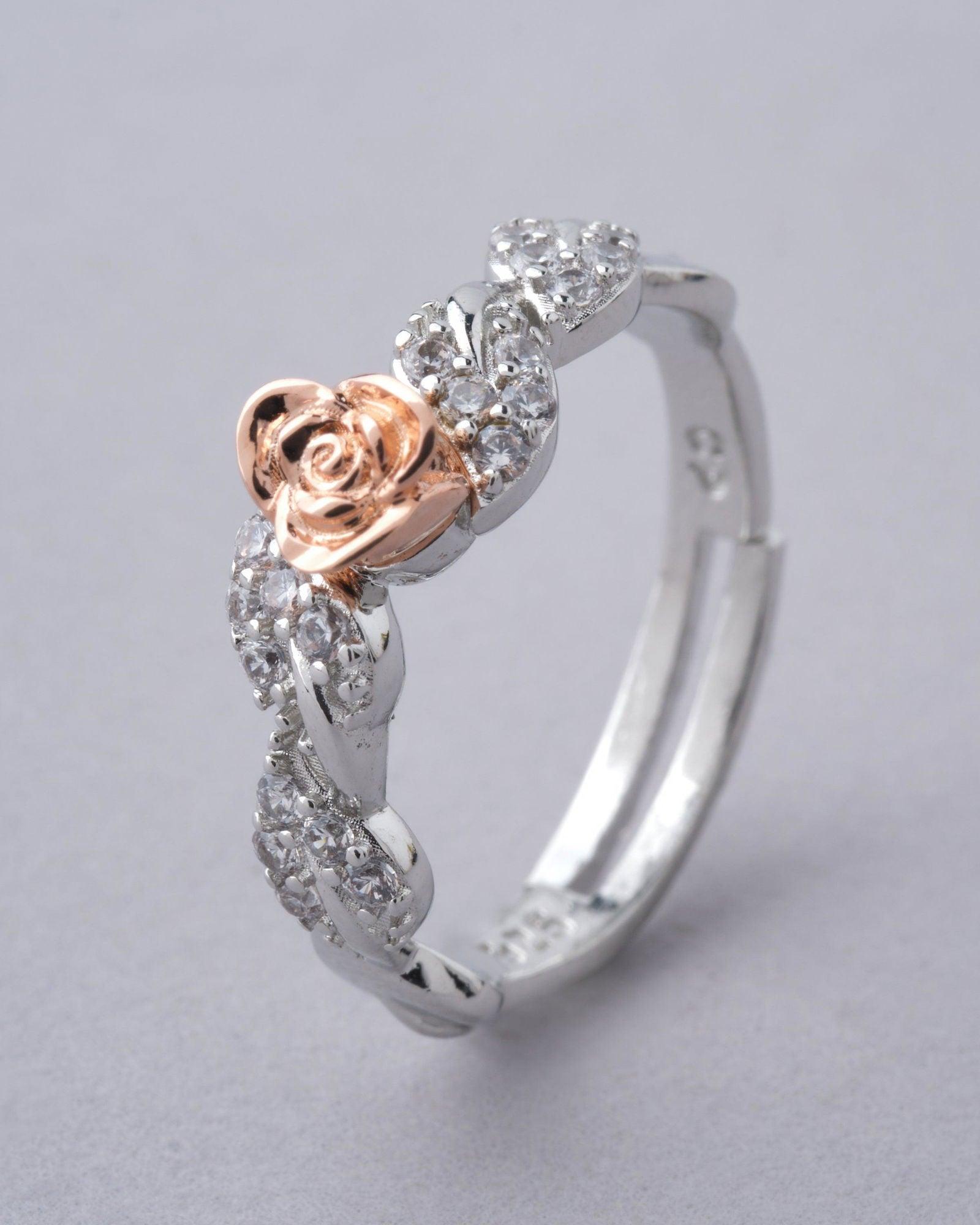 925 Sterling Silver Beautiful Rose Ring R01587 - Chandrani Pearls