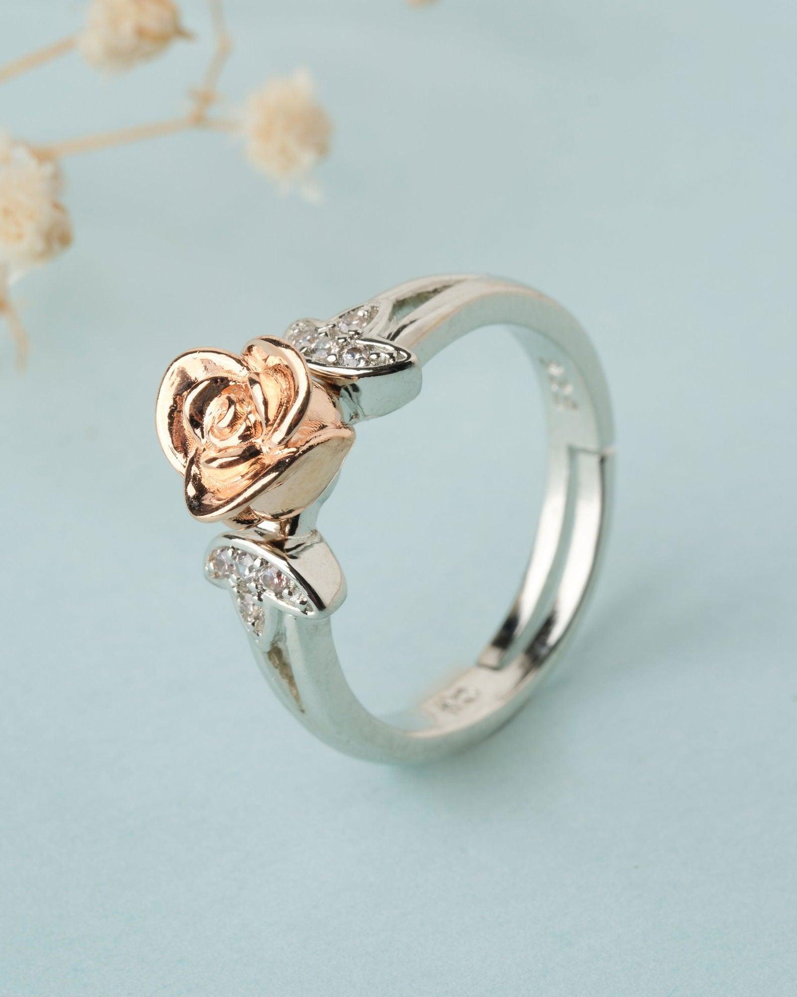 925 Sterling Silver Beautiful Rose Ring R01592 - Chandrani Pearls