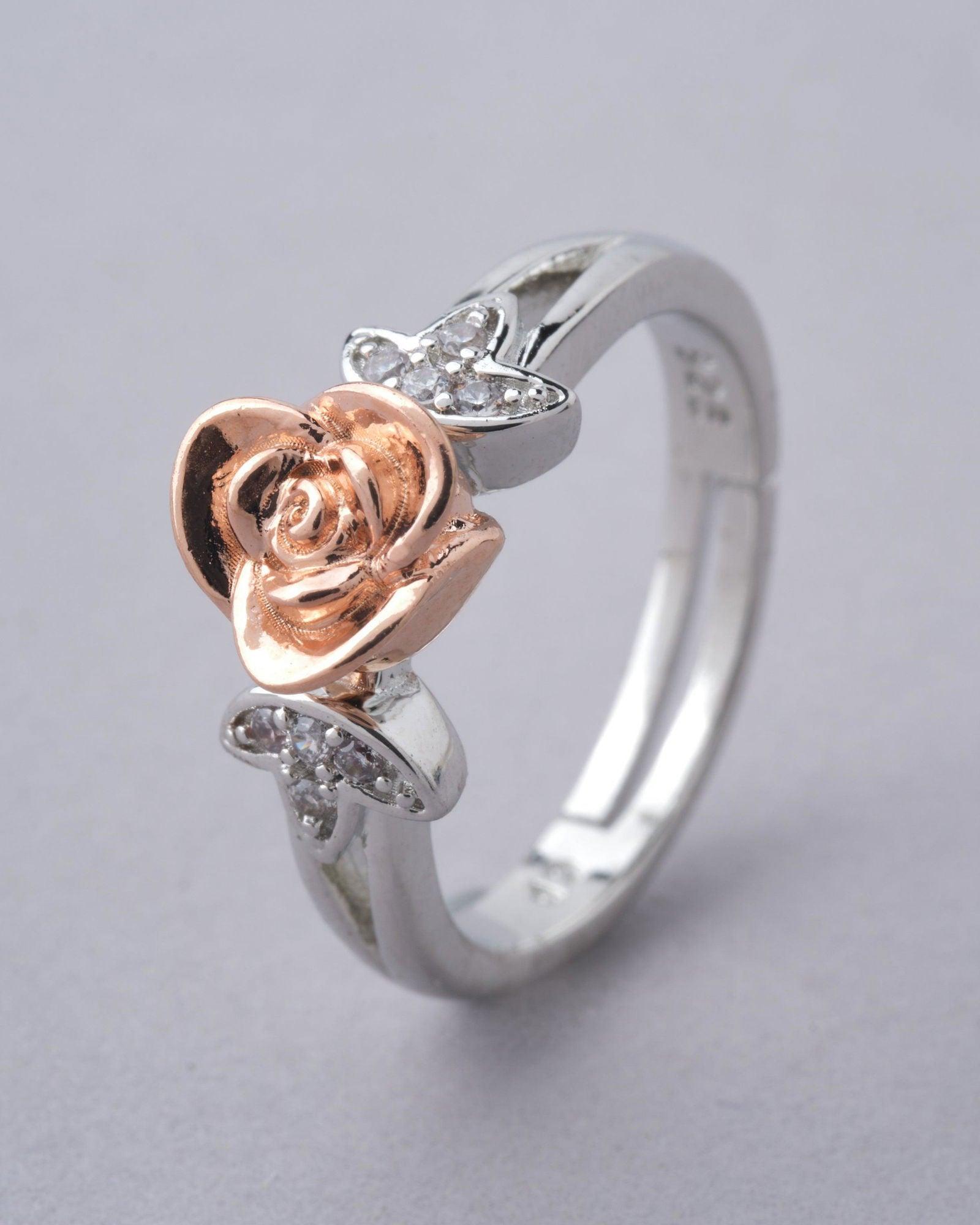 925 Sterling Silver Beautiful Rose Ring R01592 - Chandrani Pearls