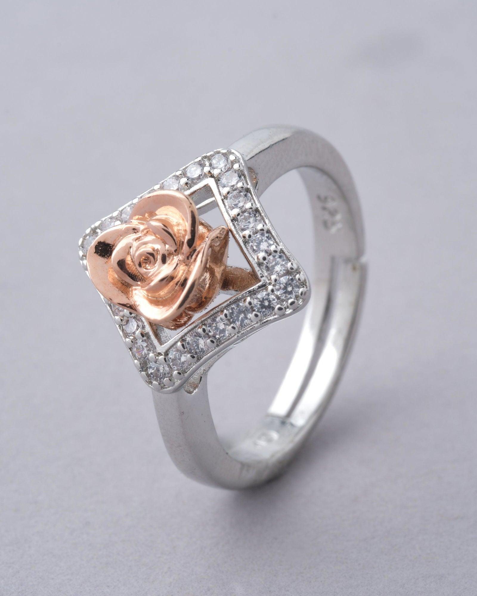 925 Sterling Silver Beautiful Rose Ring R01593 - Chandrani Pearls