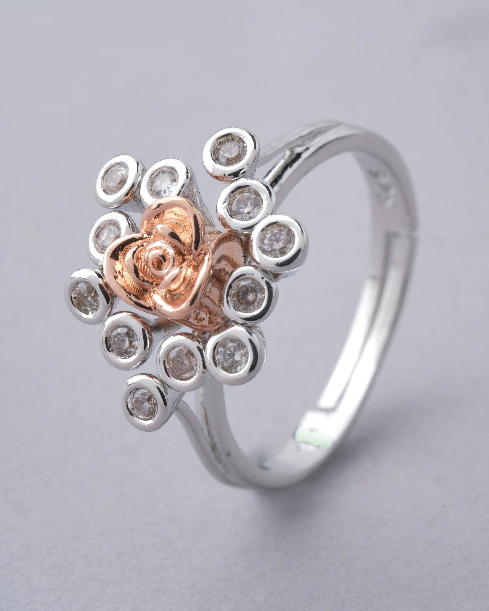 925 Sterling Silver Beautiful Rose Ring R01595 - Chandrani Pearls