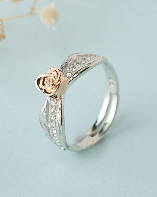 925 Sterling Silver Beautiful Rose Ring R01601 - Chandrani Pearls