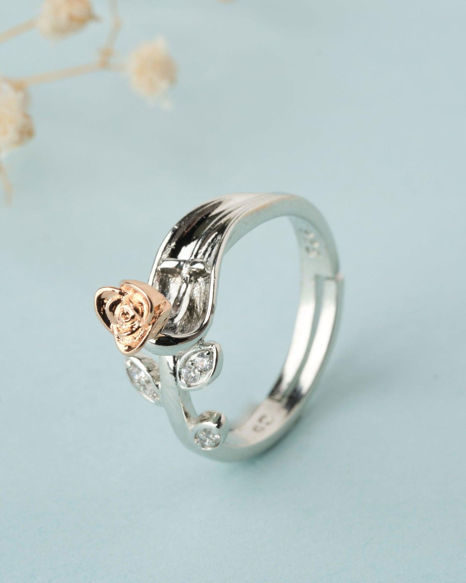 925 Sterling Silver Beautiful Rose Ring R01602 - Chandrani Pearls