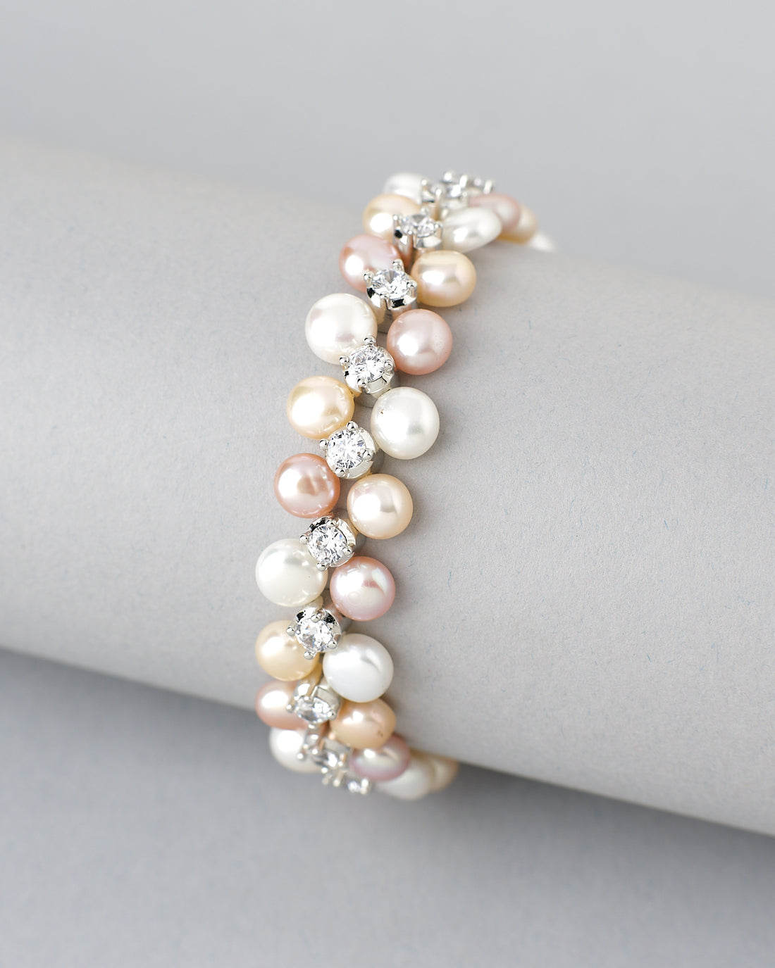 Pearl & CZ Cluster Bracelet