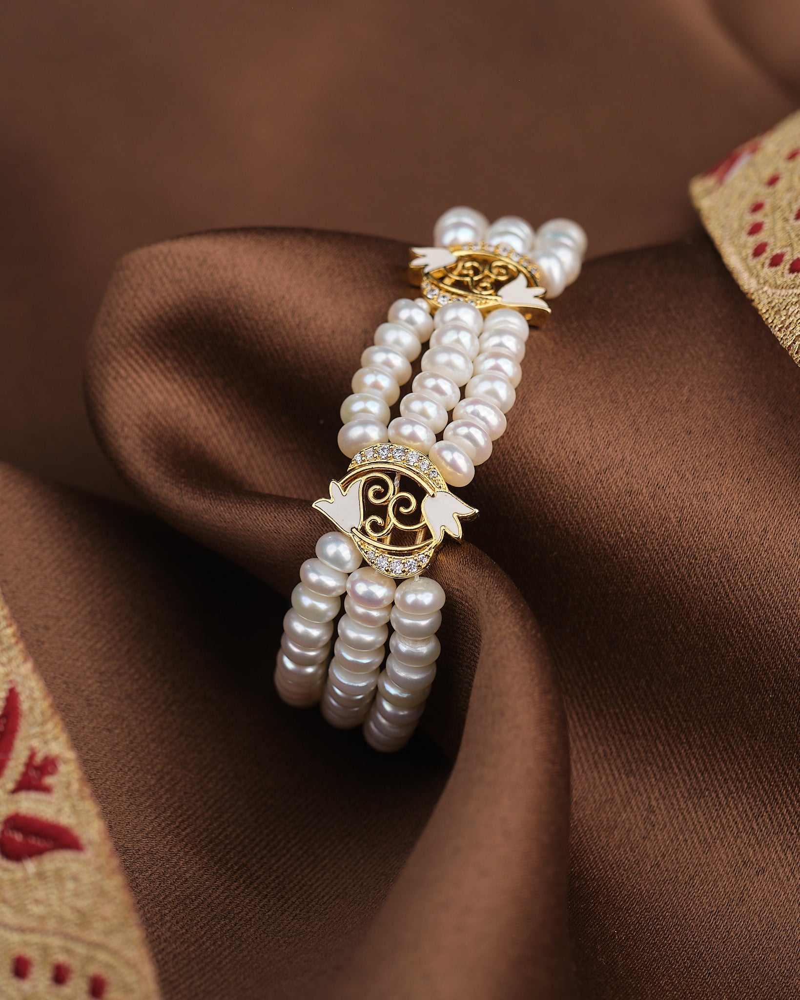 Eternal Grace Enamel Work Pearl Bracelet