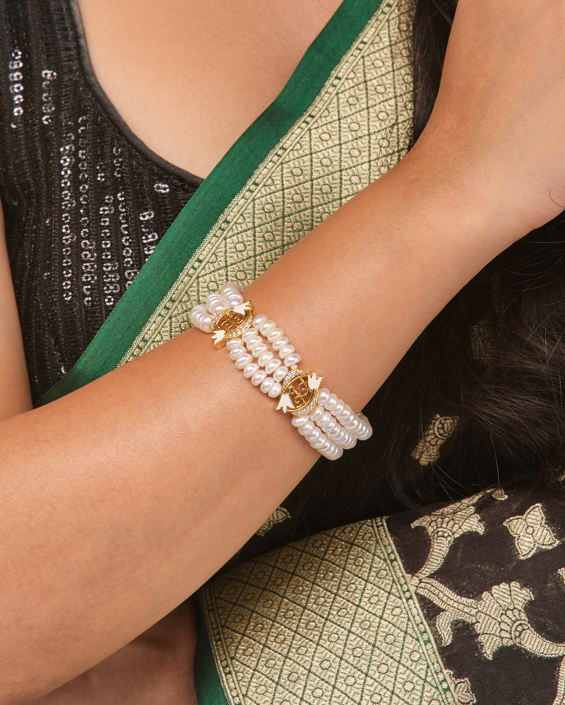 Eternal Grace Enamel Work Pearl Bracelet