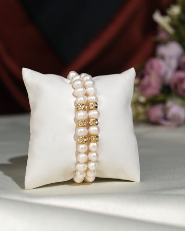 Elegant White 2 line Bracelet