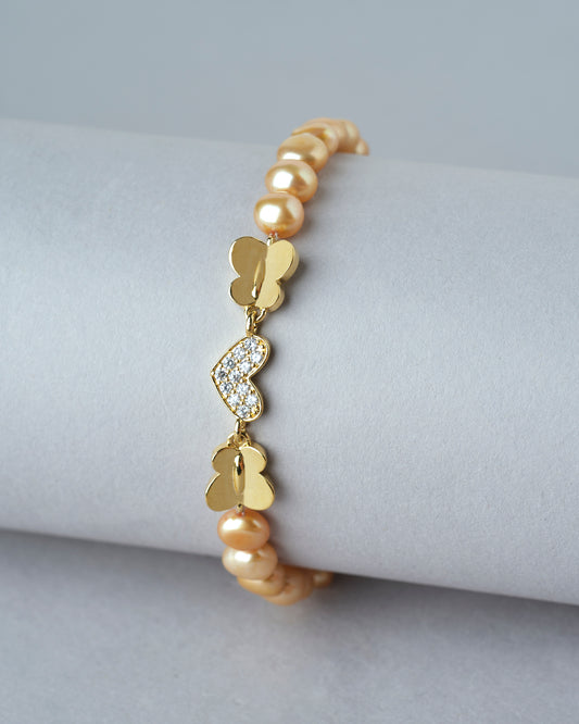 Little Heart CZ Pearl Bracelet