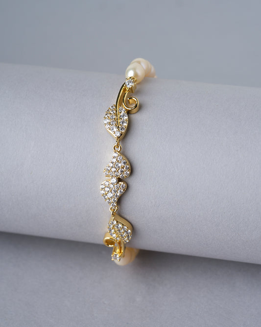 Leaf CZ Pearl Bracelet