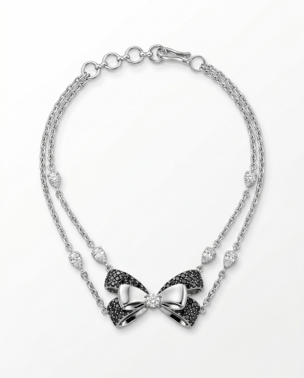 Midnight Bow Pearl & CZ Bracelet