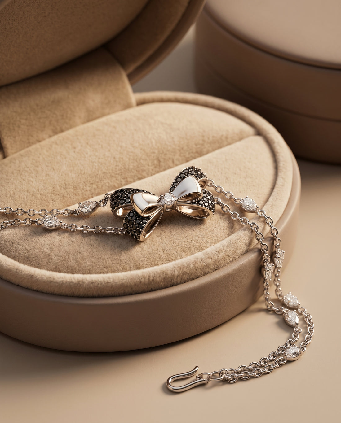Midnight Bow Pearl & CZ Bracelet
