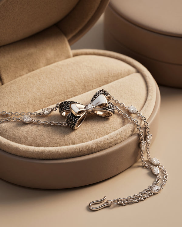 Midnight Bow Pearl & CZ Bracelet