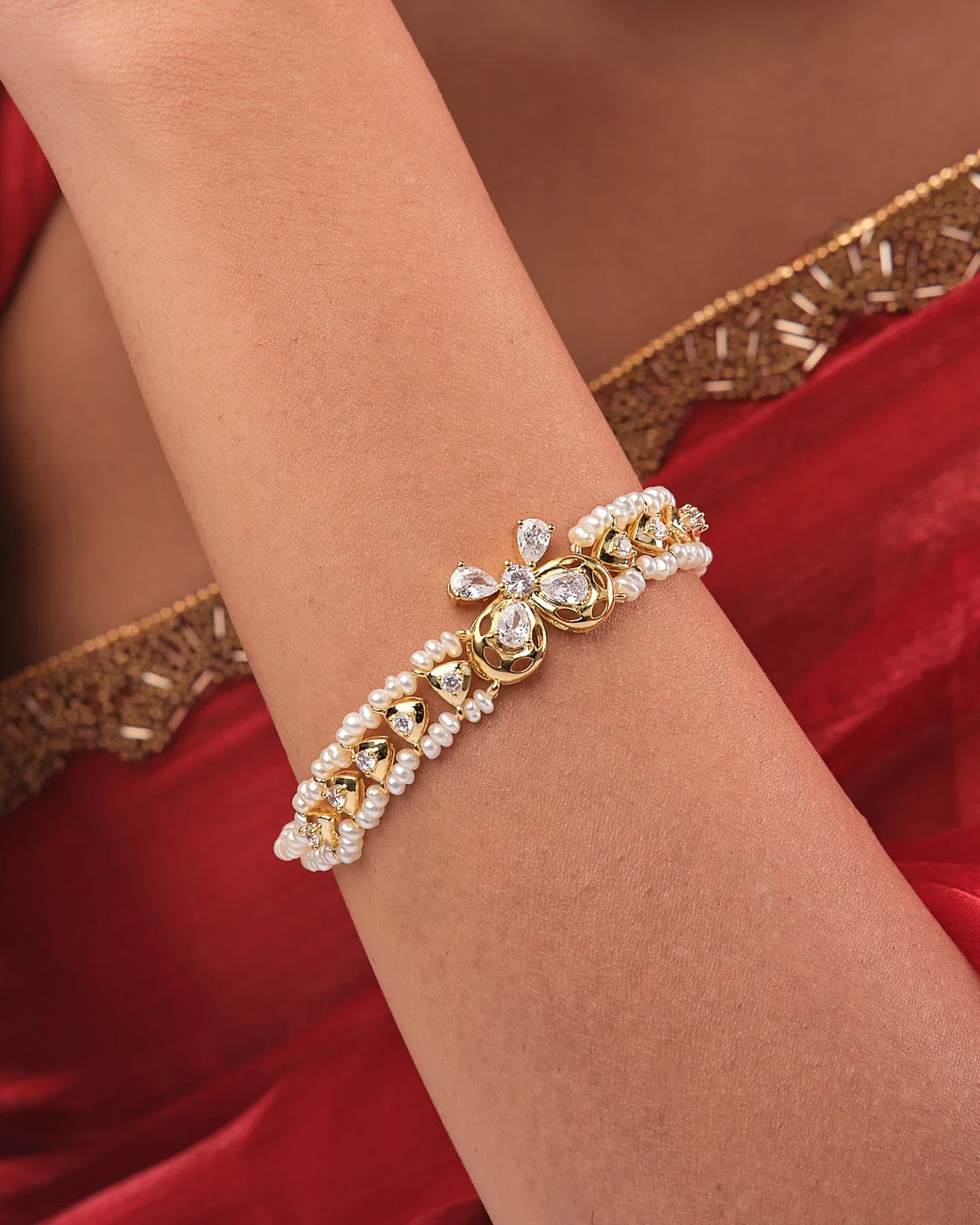 Luxury Pearl & CZ Stone Bracelet