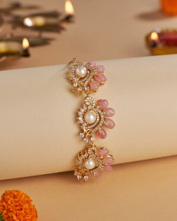 Diwali Special Pearl & Crystal Bracelet