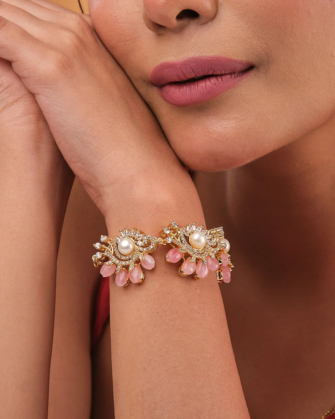 Diwali Special Pearl & Crystal Bracelet