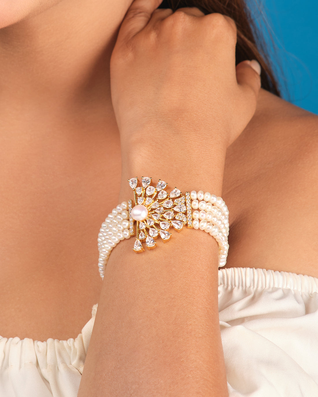 Gorgeous Real Pearl & CZ Bracelet