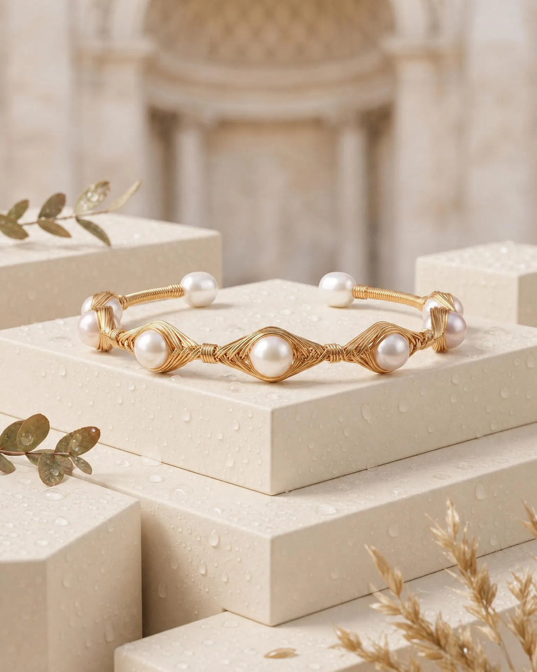 Aurora Wave Pearl Cuff Bracelet