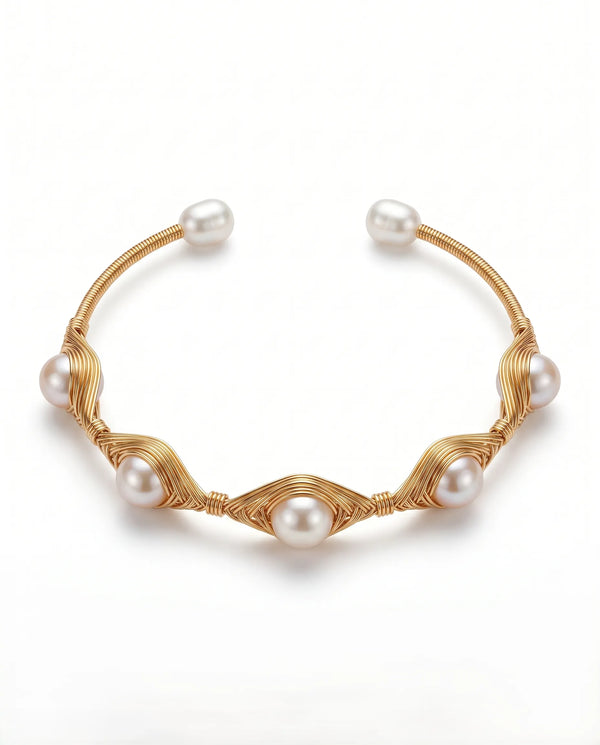 Aurora Wave Pearl Cuff Bracelet