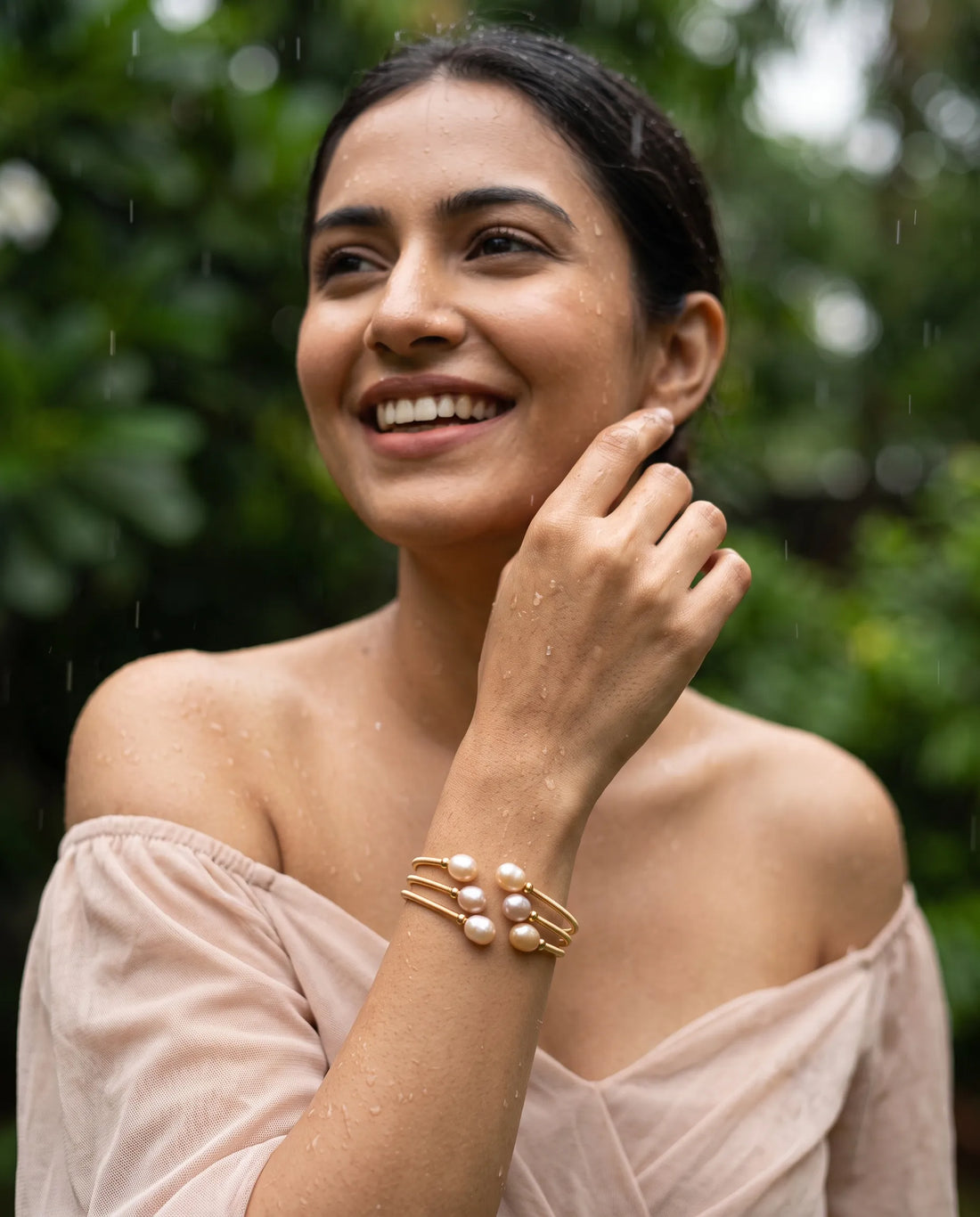 Rosé Harmony Pearl Cuff Bracelet