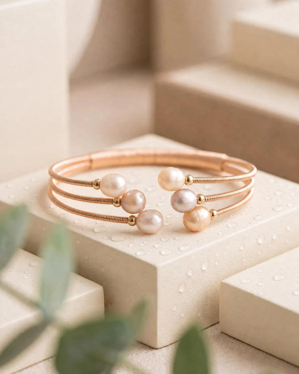 Rosé Harmony Pearl Cuff Bracelet