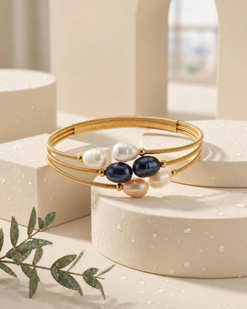 Rosé Harmony Pearl Cuff Bracelet