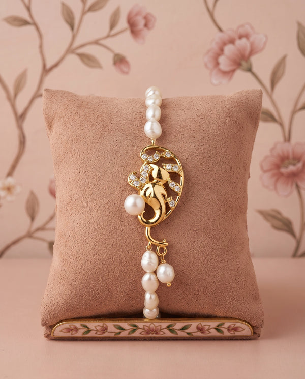 Freshwater Pearl Strand Bracelet with CZ Accents