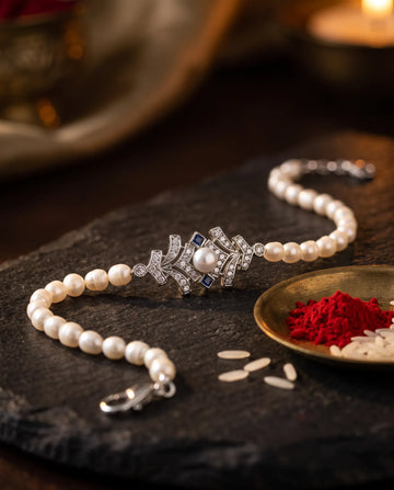 Imperial Pearl & Cubic Zirconia Rakhi Cum Bracelet