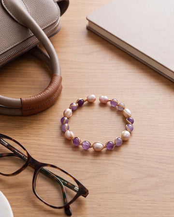 Wire-Wrapped Pearl Open Cuff Bracelet